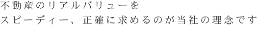 不動産のリアルバリューをスピーディー、正確に求めるのが当社の理念です